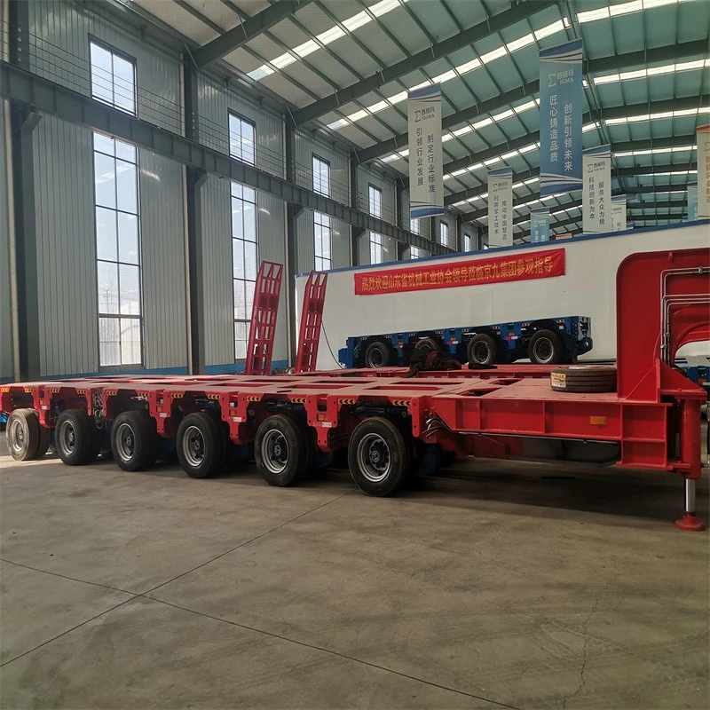 China 80 Ton 40 Feet Flatbed Container Semitrailer With Steel Chassis